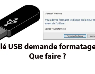 Clé USB demande formatage : image, photo affichant une Clé USB avec une notification d'erreur.