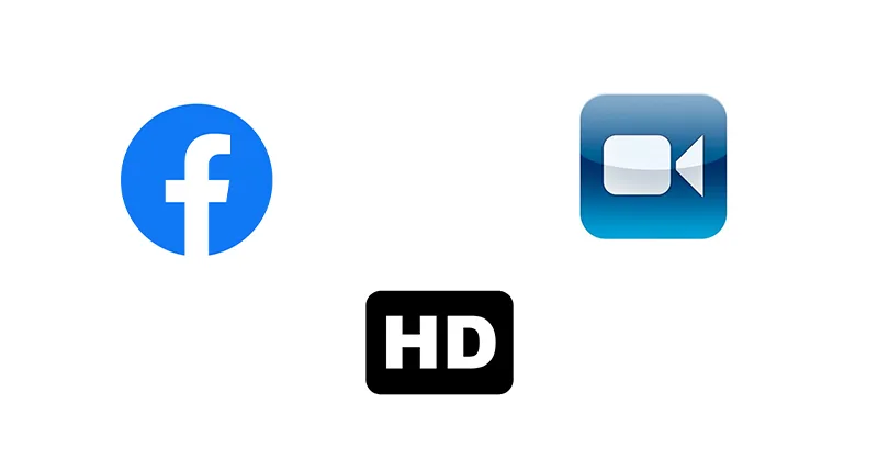 Facebook vidéo qualité : Image, photo représentant le logo de Facebook, d'une vidéo, et le format HD.