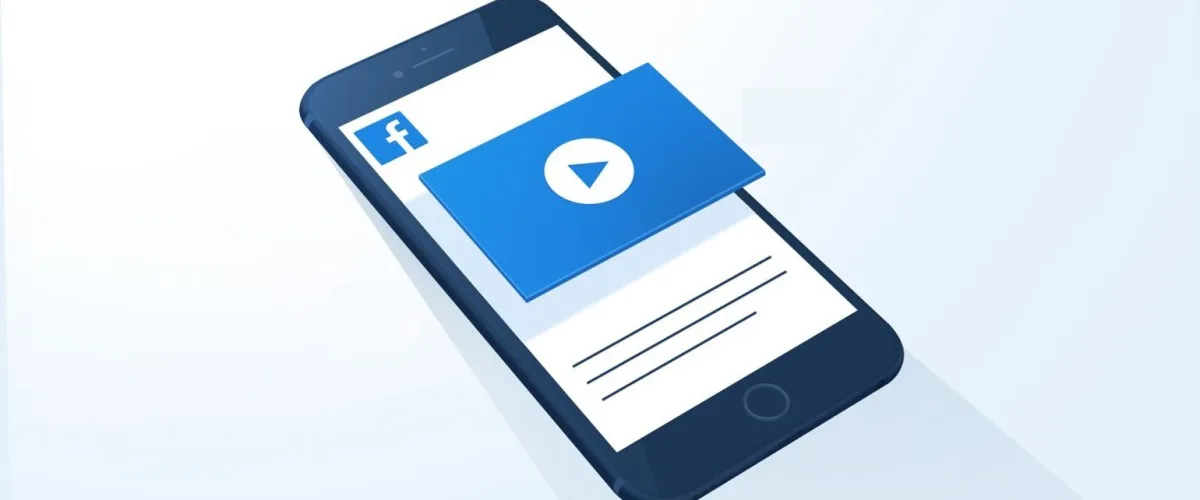 Facebook vidéo qualité : image, photo d'un smartphone avec le logo de Facebook avec un symbole montrant la vidéo HD.