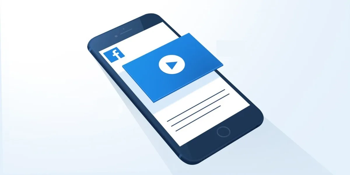Facebook vidéo qualité : image, photo d'un smartphone avec le logo de Facebook avec un symbole montrant la vidéo HD.