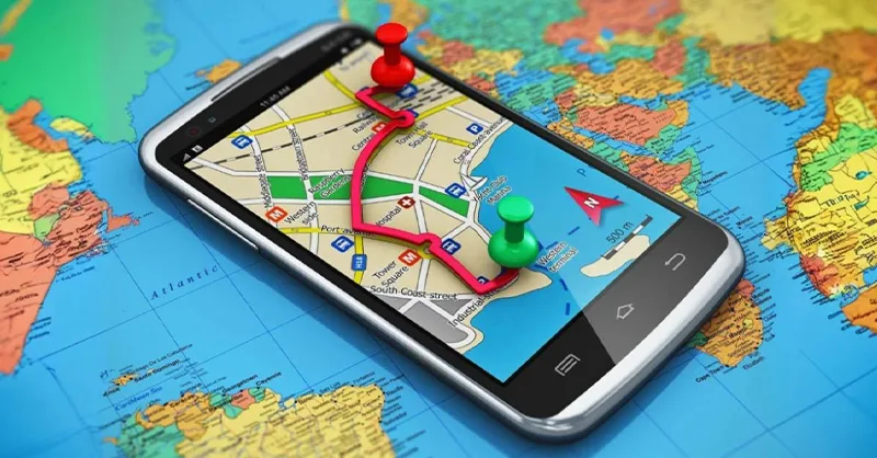 GPS : image, photo d'un smartphone avec GPS ouvert.