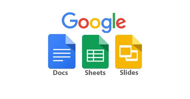 Image, photo affichant le logo de Google Docs, Google Sheets, Google Slides.