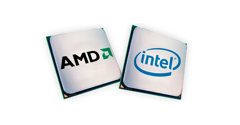 Image, photo représentant le logo du processeur de la marque intel et AMD