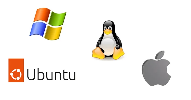 Double démarrage pc : image, photo des logos des systèmes d'exploitation Windows, Linux, Ubuntu, MacOS.