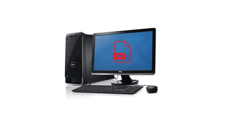 Lecteur PDF : image, photo d'un ordinateur ouvert avec un logo représentant un PDF.