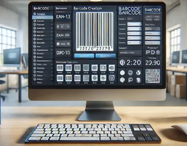 Logiciel générateur de code barres : image, photo d'un écran d’ordinateur avec un logiciel de création de codes-barres affiché.