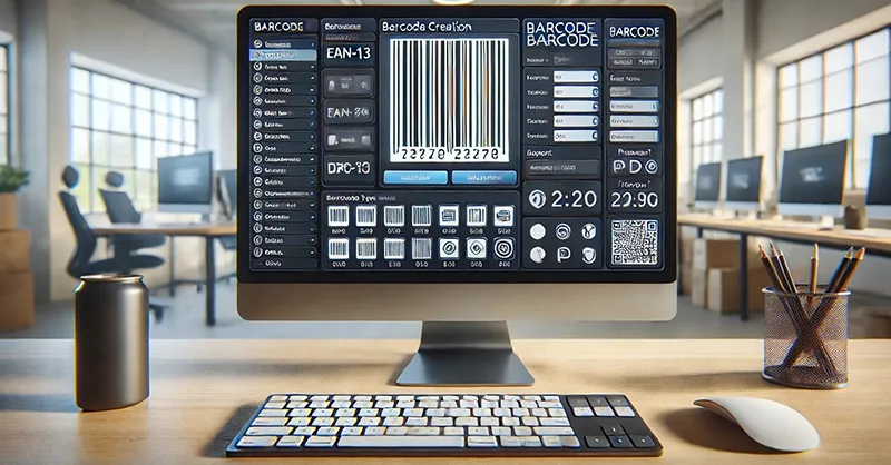 Logiciel générateur de code barres : image, photo d'un écran d’ordinateur avec un logiciel de création de codes-barres affiché.