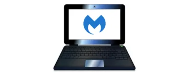 Image, photo représentant un ordinateur affichant le logo du logiciel Malwarebytes.