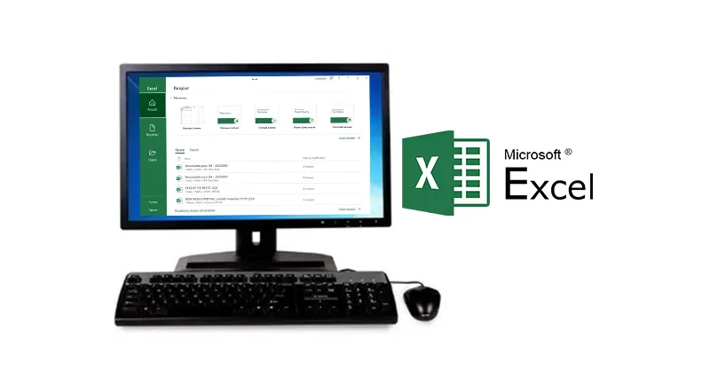 Image, photo d'un ordinateur affichant un tableau Excel avec le logo de Microsoft Excel.
