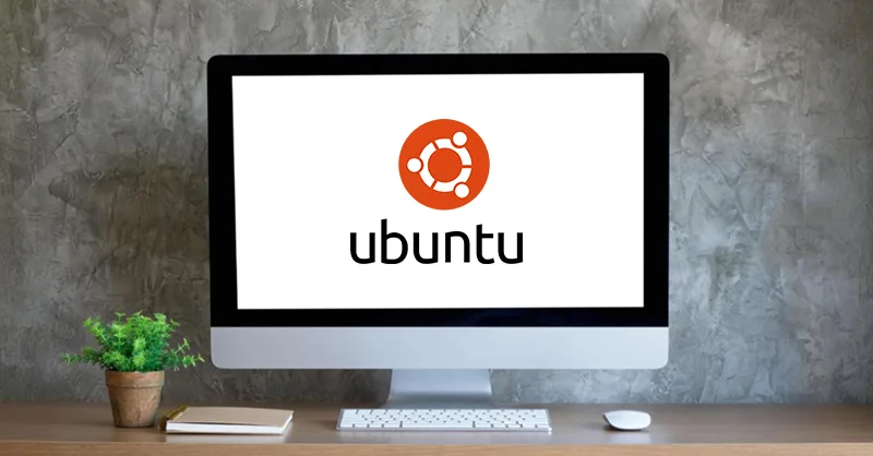 Ubuntu : image, photo d'un ordinateur allumé avec le logo du système d'exploitation Ubuntu.