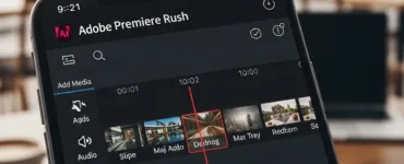 Adobe Premiere Rush : image, photo représentant d'un smartphone ou un ordinateur portable affichant l’interface d’Adobe Premiere Rush.