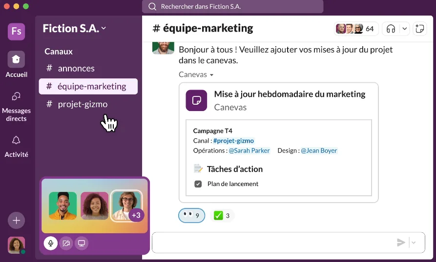 Image, photo affichant la page d'accueil de Slack.
