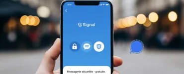 Signal : image, photo d'un smartphone visible avec une interface de messagerie de l'application Signal.