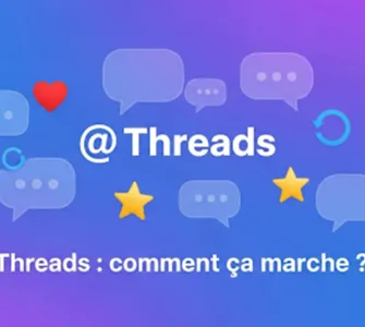 Image, photo Un fond moderne, dégradé bleu/violet, le logo de Threads.