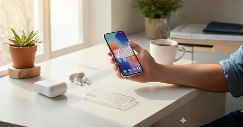 Comment bien configurer son nouveau téléphone : image ou photo d'une main tenant un smartphone.