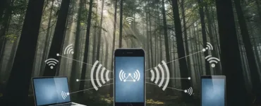 Comment partager une connexion internet : image, photo représentant un smartphone au centre de l’image, diffusant un signal Wi-Fi vers plusieurs appareils (ordinateur portable, tablette, smartphone).