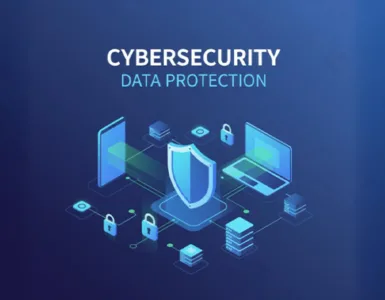 Comment protéger ses données personnelles en ligne : image ou photo d'Illustration style flat design ou 3D avec les mots "data protection" ou "cybersecurity".