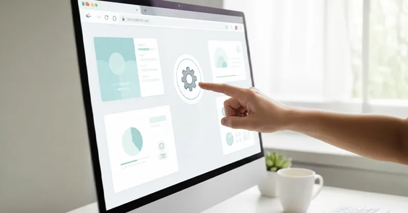 5 réglages simples pour un navigateur web éclair : image ou photo d'une main qui clique sur une icône ⚙️ dans un navigateur.