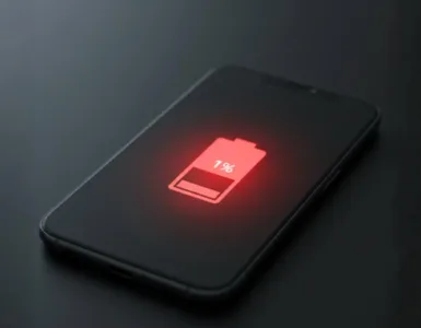 Batterie faible : 7 mythes sur le chargement à ne plus croire : image ou photo représentant un smartphone affichant une batterie rouge à 1 %.