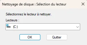 Image ou photo montrant la sélection du Disque (C:)