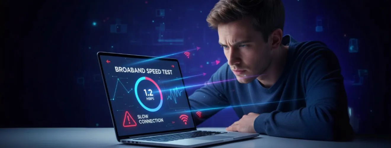 5 outils gratuits pour tester votre débit internet : image ou photo montrant un ordinateur portable affichant une page de test de vitesse