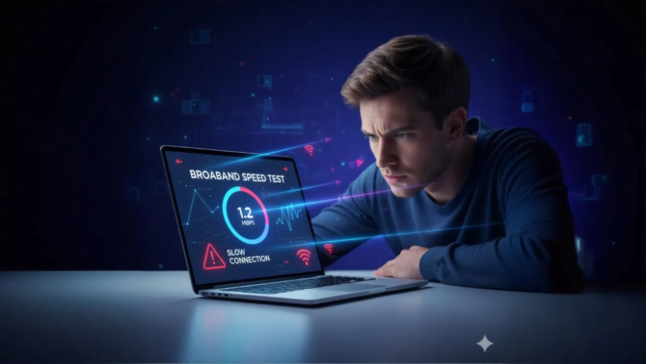 5 outils gratuits pour tester votre débit internet : image ou photo montrant un ordinateur portable affichant une page de test de vitesse