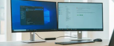 2 écrans sur un PC : image ou photo d'un PC de bureau ou un ordinateur portable, connecté à deux écrans.