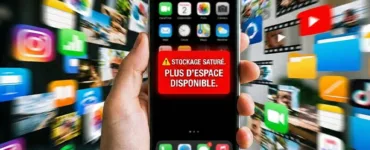 Pourquoi ton téléphone manque d’espace sans rien faire : image ou photo d'un smartphone affichant un message d’alerte du type “Stockage saturé” ou “Plus d’espace disponible” en rouge.