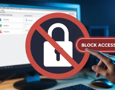 Retirer à quelqu'un l'accès à AnyDesk : image ou photo d'un écran d’ordinateur affichant une interface de type bureau (desktop).