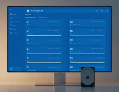 Partitionner un disque dur : image ou photo représentant écran d'ordinateur avec l'interface de gestion des disques de Windows 11.