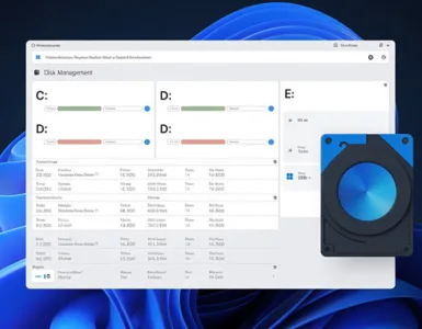 Partitionner un disque dur : image ou photo représentant écran d'ordinateur avec l'interface de gestion des disques de Windows 11.