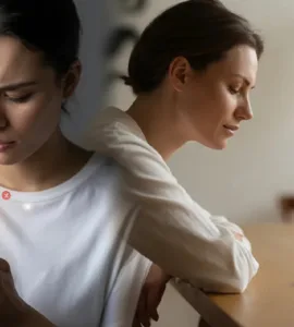 Smartphone : image ou photo divisée en deux : À gauche : personne stressée, téléphone qui vibre, notifications qui explosent à l’écran. À droite : la même personne détendue, téléphone posé face contre table, ambiance calme.