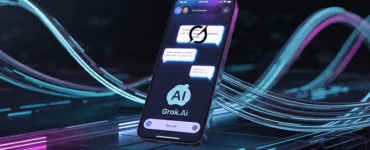 Grok.ai : image ou photo d'un écran ou smartphone affichant une interface d’IA (style chat).