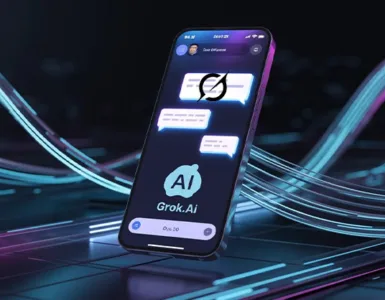 Grok.ai : image ou photo d'un écran ou smartphone affichant une interface d’IA (style chat).