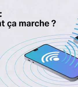 Hotspot : image ou photo d'un smartphone au centre avec des ondes Wi-Fi qui se diffusent vers un ordinateur portable et une tablette.