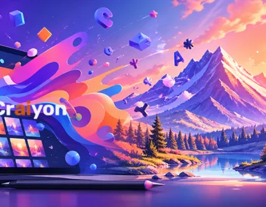 Craiyon AI : image ou photo d'un ordinateur portable affichant l'interface de Craiyon avec son logo.