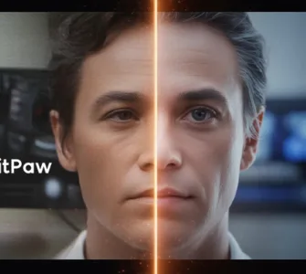 HitPaw VikPea : image ou photo divisée en deux parties (avant / après) transformation d'une image.