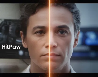 HitPaw VikPea : image ou photo divisée en deux parties (avant / après) transformation d'une image.