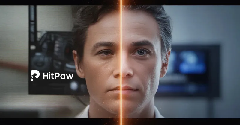 HitPaw VikPea : image ou photo divisée en deux parties (avant / après) transformation d'une image.