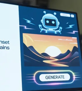 Pollo.ai : image ou photo d'un écran d’ordinateur ou un smartphone affichant une interface d’IA en train de générer une vidéo. À gauche, un simple texte (prompt).