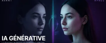 Magnific AI : image ou photo montrant la comparaison avant/après d'une photo transformée, image divisée en deux parties, côté gauche légèrement flou et peu détaillé.