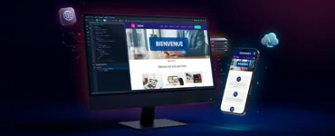 Adobe Dreamweaver : image ou photo d'un écran d’ordinateur affichant l’interface d’un éditeur web, avec du code html et css à gauche, et l’aperçu d’un site moderne à droite.