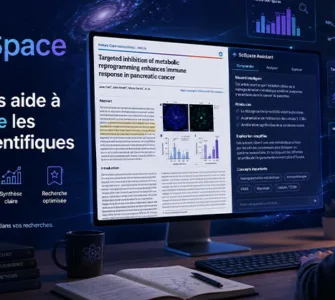 SciSpace : image ou photo d'un étudiant ou un chercheur devant son ordinateur, avec un article scientifique affiché à l’écran.
