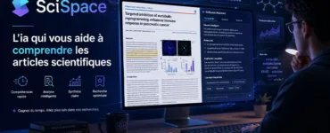 SciSpace : image ou photo d'un étudiant ou un chercheur devant son ordinateur, avec un article scientifique affiché à l’écran.