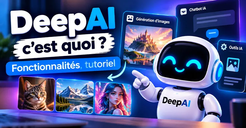 DeepAI : image ou photo d'un univers moderne et futuriste autour de DeepAI et de l’intelligence artificielle.