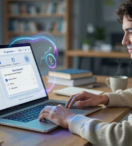Fluvistudy : image ou photo affichant un étudiant universitaire révisant ses cours sur Fluvistudy, un outil d’intelligence artificielle proposant des fiches de révision, des quiz interactifs et un suivi de progression.
