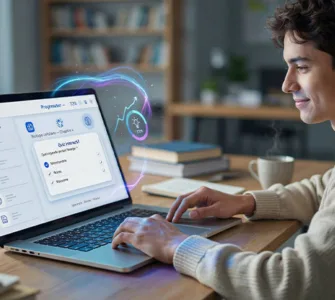 Fluvistudy : image ou photo affichant un étudiant universitaire révisant ses cours sur Fluvistudy, un outil d’intelligence artificielle proposant des fiches de révision, des quiz interactifs et un suivi de progression.