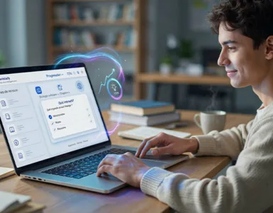 Fluvistudy : image ou photo affichant un étudiant universitaire révisant ses cours sur Fluvistudy, un outil d’intelligence artificielle proposant des fiches de révision, des quiz interactifs et un suivi de progression.